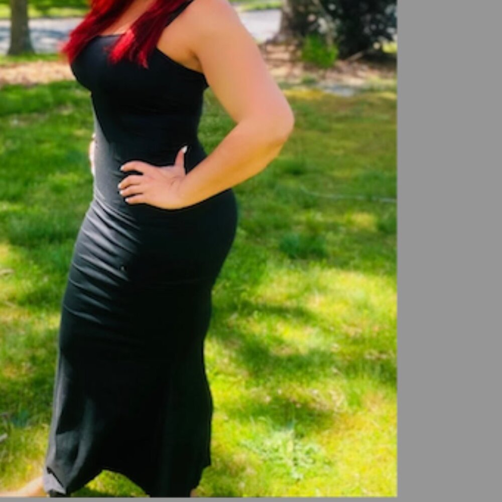 Women's Soft Maxi Dress Black Stretchy NEW